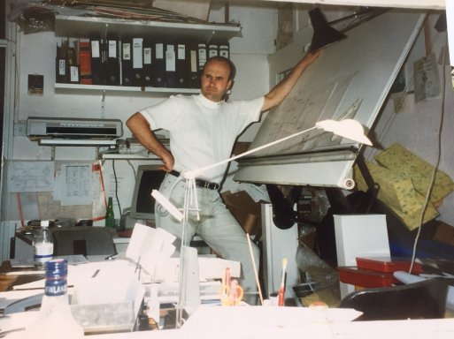 Jonathon Blakeney working in his back bedroom during the early days of Absolute Museum & Gallery Products. Jonathon Blakeney working in his back bedroom during the early days of Absolute Museum & Gallery Products.